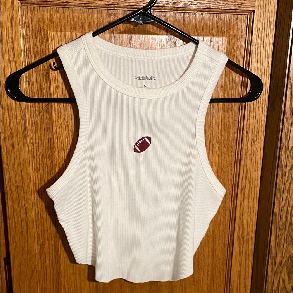 Wild Fable White Tank Top with Football Design